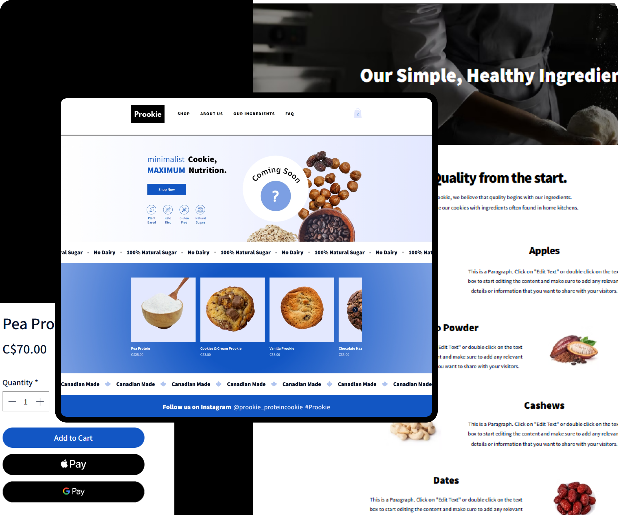 Screenshot of compilation of screenshots on the prookie website after redesign